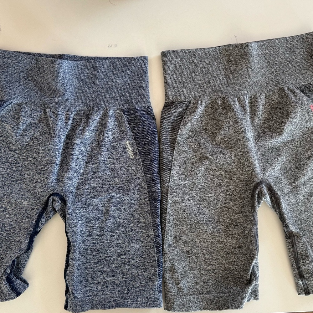 Gymshark Women's Heathered Blue and Gray Athletic Shorts